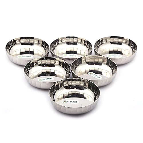 coconut Stainless Steel Halwa Plate/Serving Plates/Snacks Plate - Small - Pack of 6(Diameter - 10Cm) - Image 2