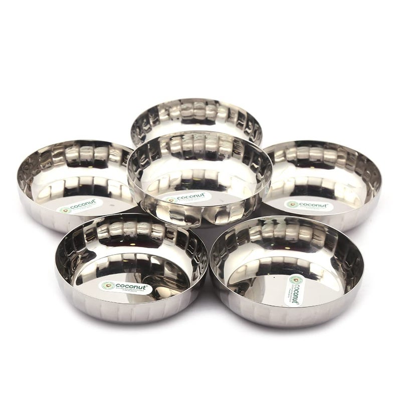 coconut Stainless Steel Halwa Plate/Serving Plates/Snacks Plate - Small - Pack of 6(Diameter - 10Cm) - Image 4