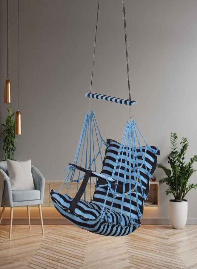 Sprointal® Swing for Kids, Baby Swing Chair Cotton Children Folding and Washable 1-5 Years Swing with Safety Belt,Home and Garden Jhula for Babies |Swing for Kids|Hanging Cradle (Blue Line) - Image 1