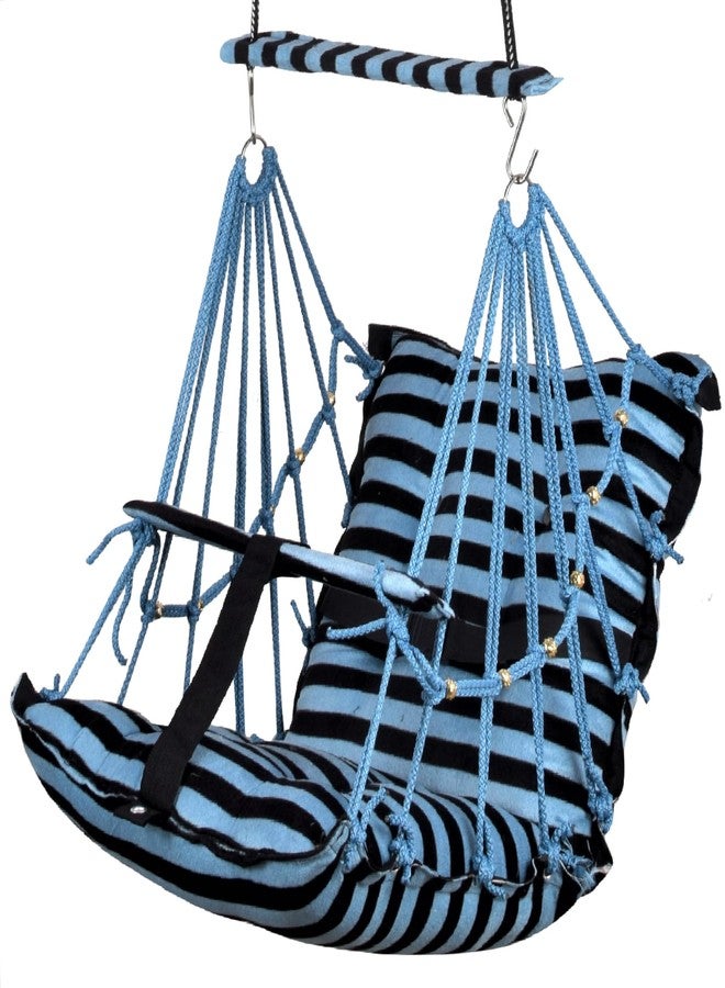 Sprointal® Swing for Kids, Baby Swing Chair Cotton Children Folding and Washable 1-5 Years Swing with Safety Belt,Home and Garden Jhula for Babies |Swing for Kids|Hanging Cradle (Blue Line) - Image 2