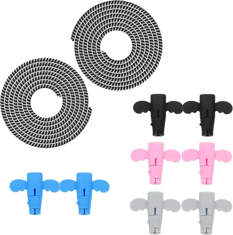 Like Star ® Cable Protector Combo – 2 Spiral Cable Wraps + 8 pcs Colorful Cord Protectors for USB, Charger & Headphone Cables – Anti-Fray Wire Organizer Set for Phone, PC, Home & Office - Image 1