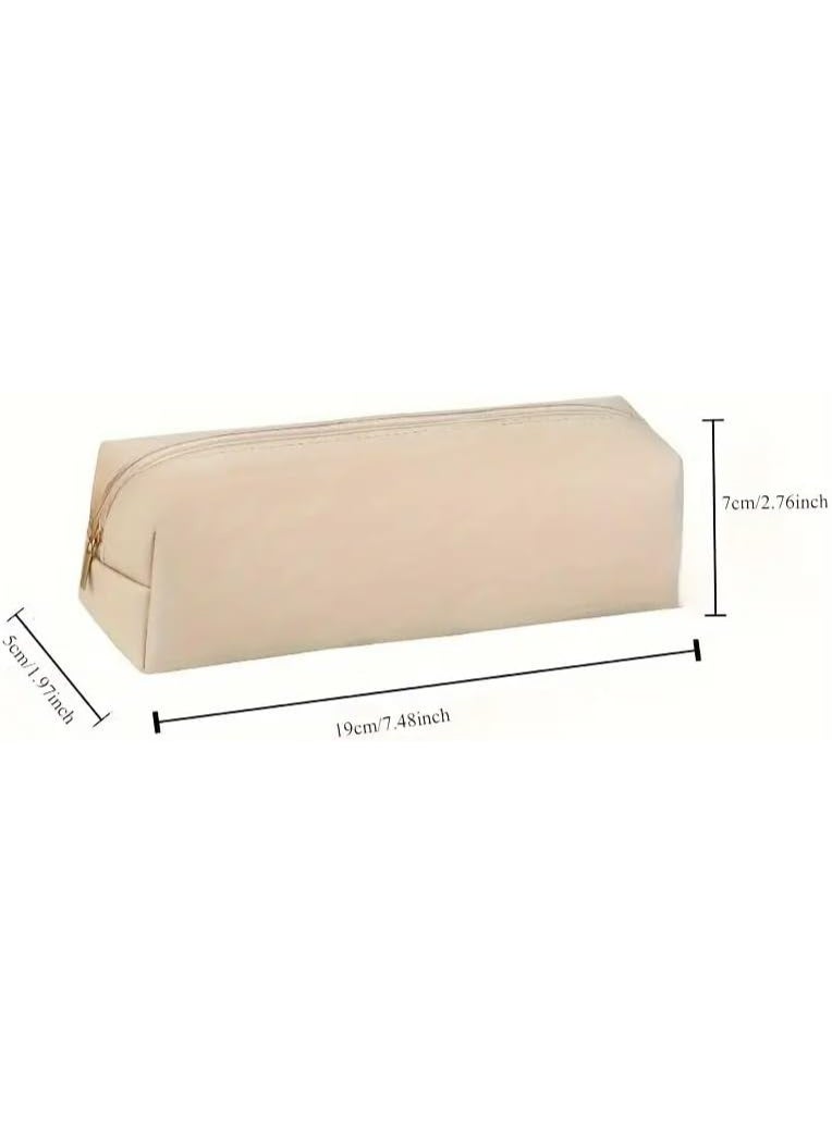 Kandid Large Capacity Leather Pencil Case, Simple Long Bag Design, Can Hold Up to 10 Writing Tools, Multi-Purpose Storage Bag  (CREAM) - Image 3