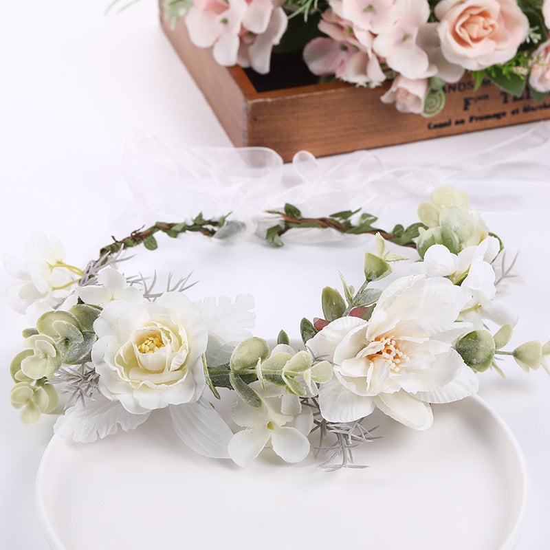 Wreath Hairband Bridal Headdress Vintage Bohemian Tourism Vacation Artificial Wreath Po Props - Image 1