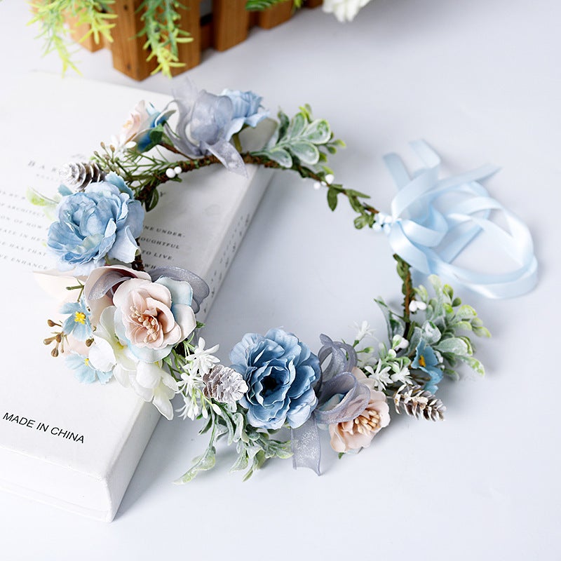 Wreath Hairband Bridal Headdress Vintage Bohemian Tourism Vacation Artificial Wreath Po Props - Image 2