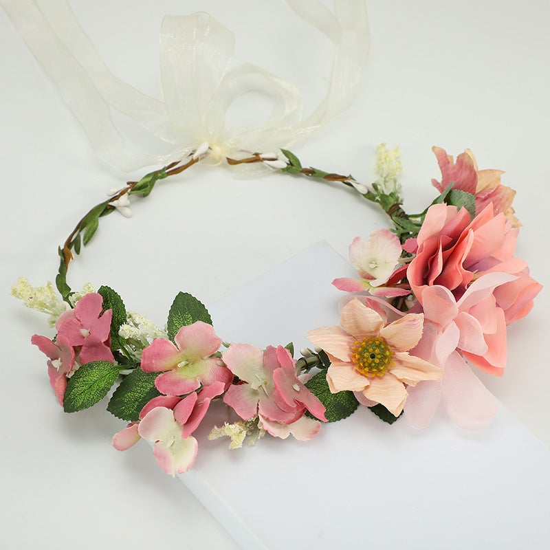 Wreath Hairband Bridal Headdress Vintage Bohemian Tourism Vacation Artificial Wreath Po Props - Image 5