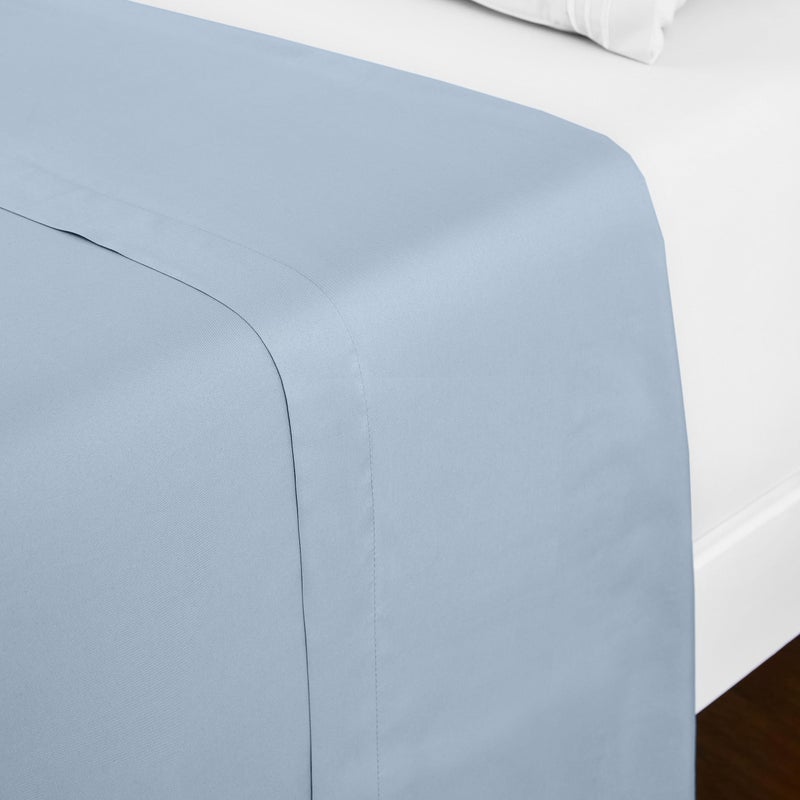 mellanni Mellanni King Size Flat Sheet  Iconic Collection Bedding  Hotel Luxury Extra Soft Cooling  Wrinkle Fade Stain Resistant  1 Flat Sheet Only King Blue Hydrangea  - Image 1