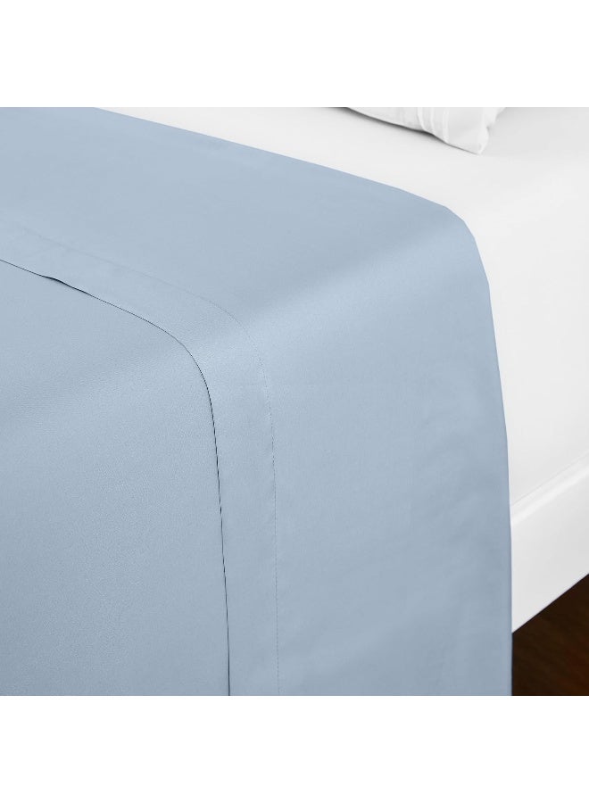 mellanni Mellanni King Size Flat Sheet  Iconic Collection Bedding  Hotel Luxury Extra Soft Cooling  Wrinkle Fade Stain Resistant  1 Flat Sheet Only King Blue Hydrangea  - Image 2