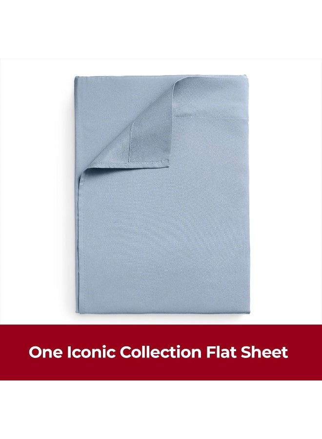 mellanni Mellanni King Size Flat Sheet  Iconic Collection Bedding  Hotel Luxury Extra Soft Cooling  Wrinkle Fade Stain Resistant  1 Flat Sheet Only King Blue Hydrangea  - Image 4