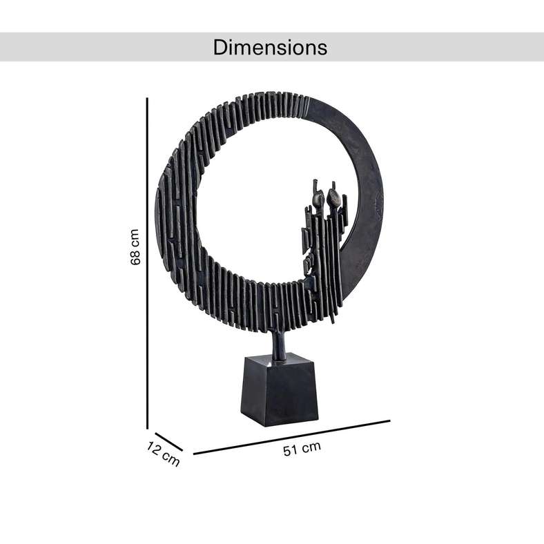 Pan Home Oheo Metal Abstract Sphere Ribbed Decor Accent 51x12x68cm - Black - 112JEC9900058 - Image 5