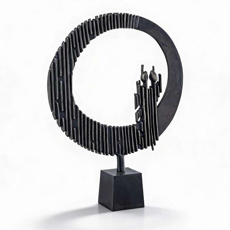 Pan Home Oheo Metal Abstract Sphere Ribbed Decor Accent 51x12x68cm - Black - 112JEC9900058 - Image 3