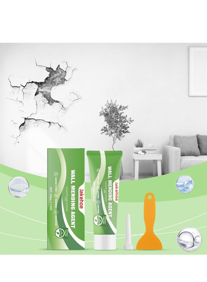 Jakehoe Wall Repair, Wall Repair Agent Kit with Pointed Nozzle, White Gypsum Wall Filler Patch for Repairing Cracks, Holes, Peeling, Graffiti - Image 1