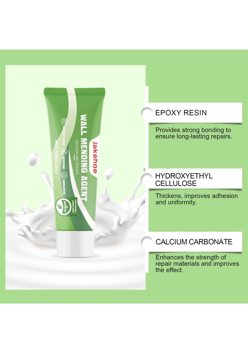 Jakehoe Wall Repair, Wall Repair Agent Kit with Pointed Nozzle, White Gypsum Wall Filler Patch for Repairing Cracks, Holes, Peeling, Graffiti - Image 3