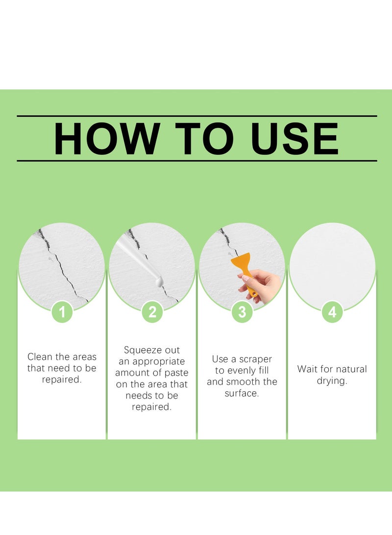 Jakehoe Wall Repair, Wall Repair Agent Kit with Pointed Nozzle, White Gypsum Wall Filler Patch for Repairing Cracks, Holes, Peeling, Graffiti - Image 5