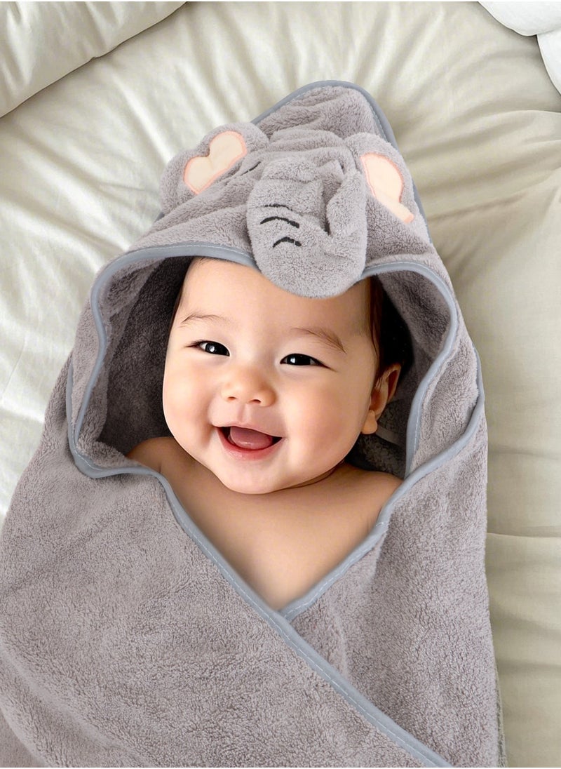 URbazaar - 2Pcs Bamboo Hooded Baby Towel,Organic Bamboo Bath Towel for Toddler, Soft and Super Absorbent Washcloth, Machine Washable Towel, Keeps Your Baby Warm & Cosy - Image 1