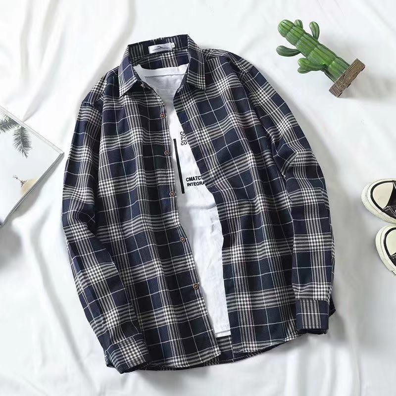 Men'S And Women'S Long-Sleeved Couples Retro Plaid All-Season Students Korean Style Trendy Versatile Shirts New Shirts Loose Hong Kong Style - Image 5