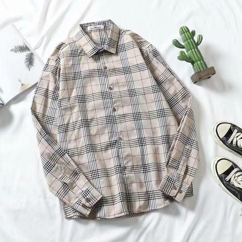 Men'S And Women'S Long-Sleeved Couples Retro Plaid All-Season Students Korean Style Trendy Versatile Shirts New Shirts Loose Hong Kong Style - Image 4