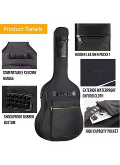 ALAYSTAR New Premium Black Full Padded Waterproof Classical Acoustic Guitar Bag Holder – Heavy Duty Full Size Protective Foam Padded Back Case For Acoustic, Classical And Electrical Guitars  - Image 3