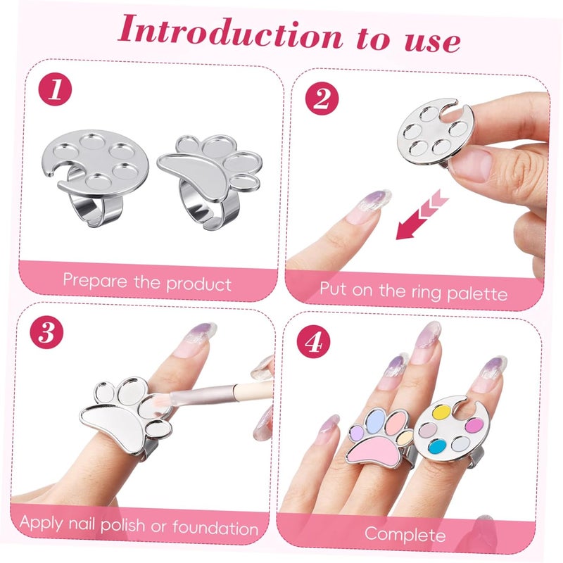 4pcs Nail Art Finger Mixing Tray Creative Silver Palette for Mixing for Home Salon and Events Smooth Easy to Clean Nail Polish Holders - Image 3