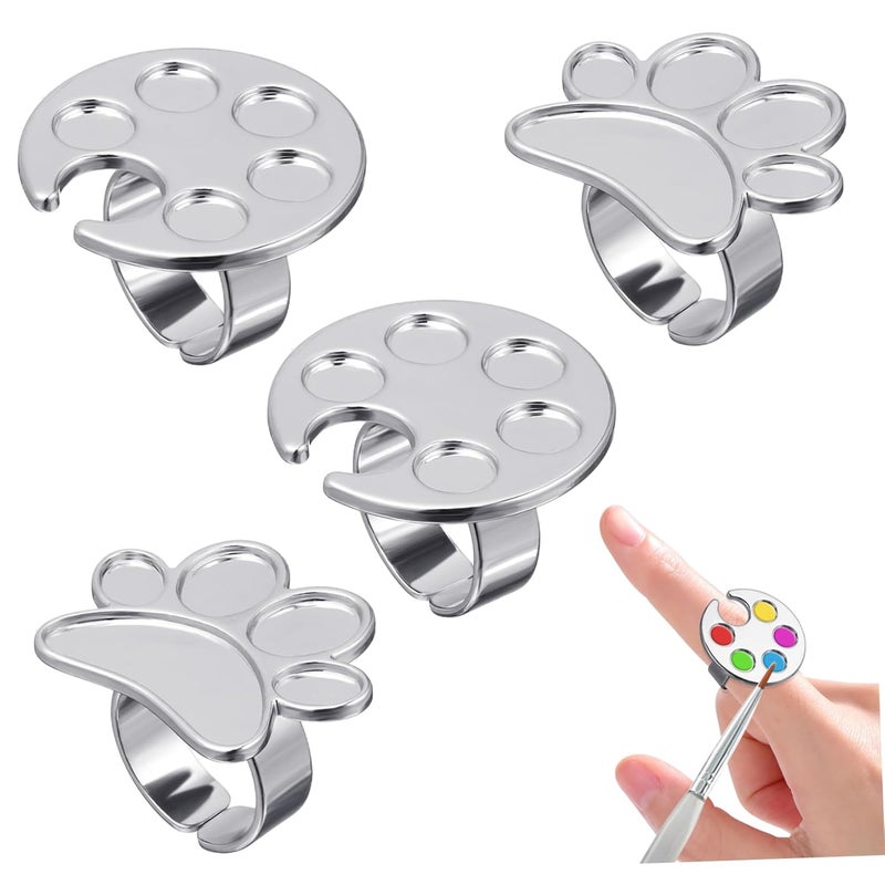 4pcs Nail Art Finger Mixing Tray Creative Silver Palette for Mixing for Home Salon and Events Smooth Easy to Clean Nail Polish Holders - Image 1