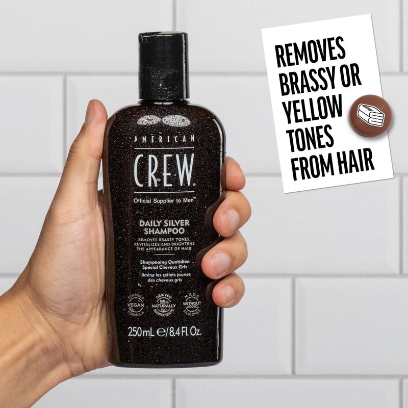 American Crew Men's Shampoo, Daily Silver, Removes Brassy Tones, Naturally Derived, Vegan Formula, 8.4 Fl Oz - Image 4