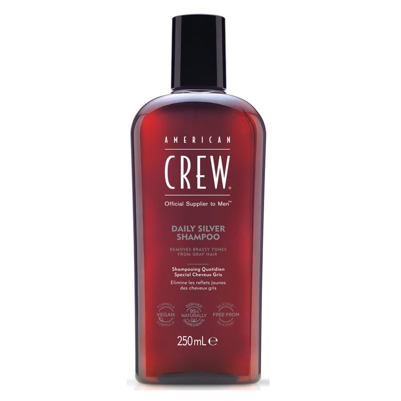 American Crew Men's Shampoo, Daily Silver, Removes Brassy Tones, Naturally Derived, Vegan Formula, 8.4 Fl Oz - Image 1