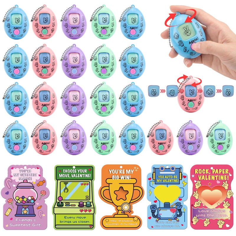 Gocozer Valentines Day Cards for Kids School 30 Pack Rock Paper Scissors Spinner Eggs Toys With Keychain Valentines Greeting Cards Classroom Exchange Valentines Gifts Bulk Set for School Party - Image 3
