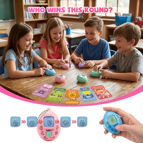 Gocozer Valentines Day Cards for Kids School 30 Pack Rock Paper Scissors Spinner Eggs Toys With Keychain Valentines Greeting Cards Classroom Exchange Valentines Gifts Bulk Set for School Party - Image 5