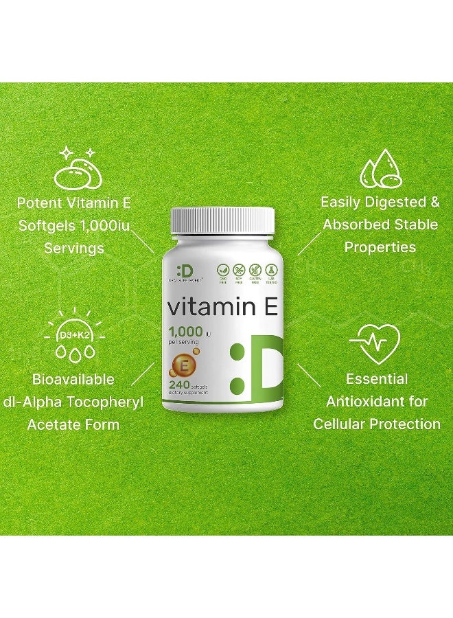 DEAL SUPPLEMENT مكملات فيتامين E، 1,000 وحدة دولية لكل حصة، 240 كبسولة لينة - Image 4