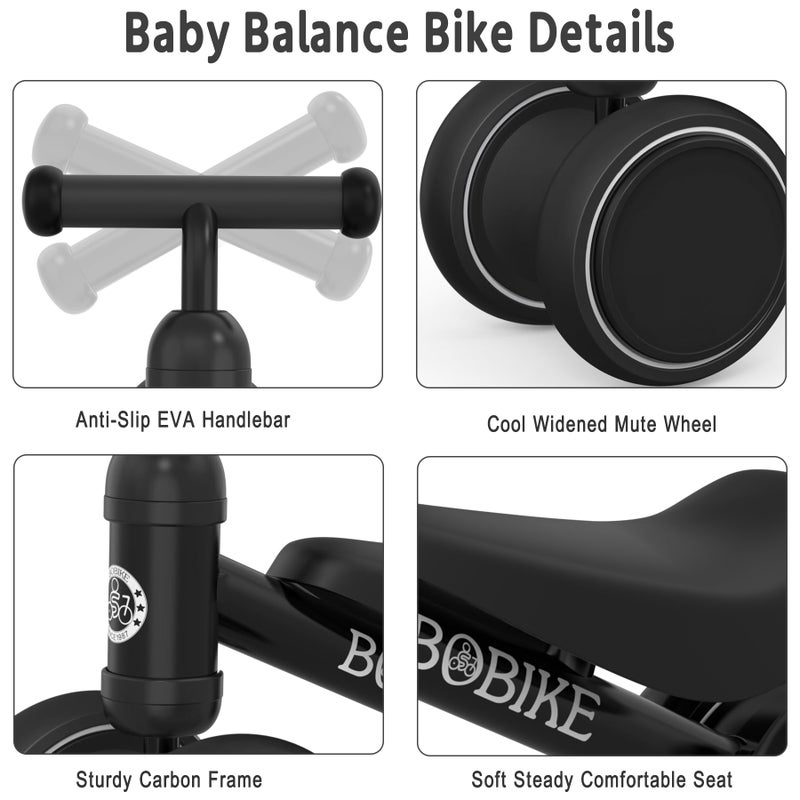 Bobike Baby Balance Bike Toys for 12-36 Months Kids Toy Boy Girls Gifts Toddler Best First Birthday Gift Children Walker No Pedal Infant 4 Wheels Bicycle (Black) - Image 2