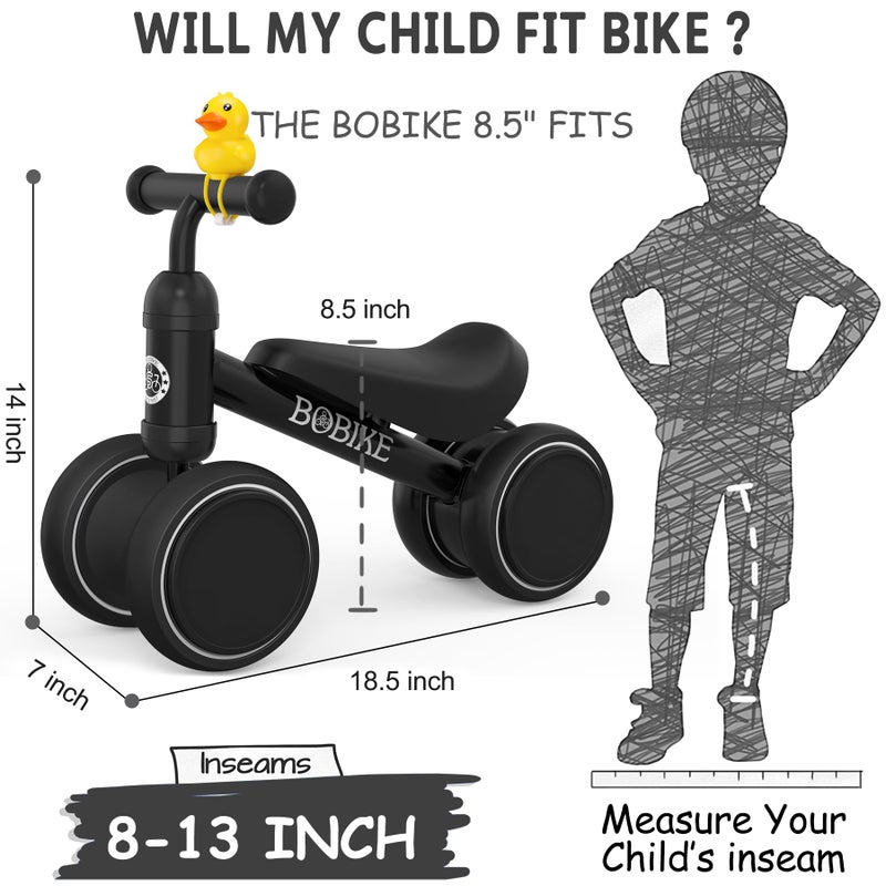 Bobike Baby Balance Bike Toys for 12-36 Months Kids Toy Boy Girls Gifts Toddler Best First Birthday Gift Children Walker No Pedal Infant 4 Wheels Bicycle (Black) - Image 3