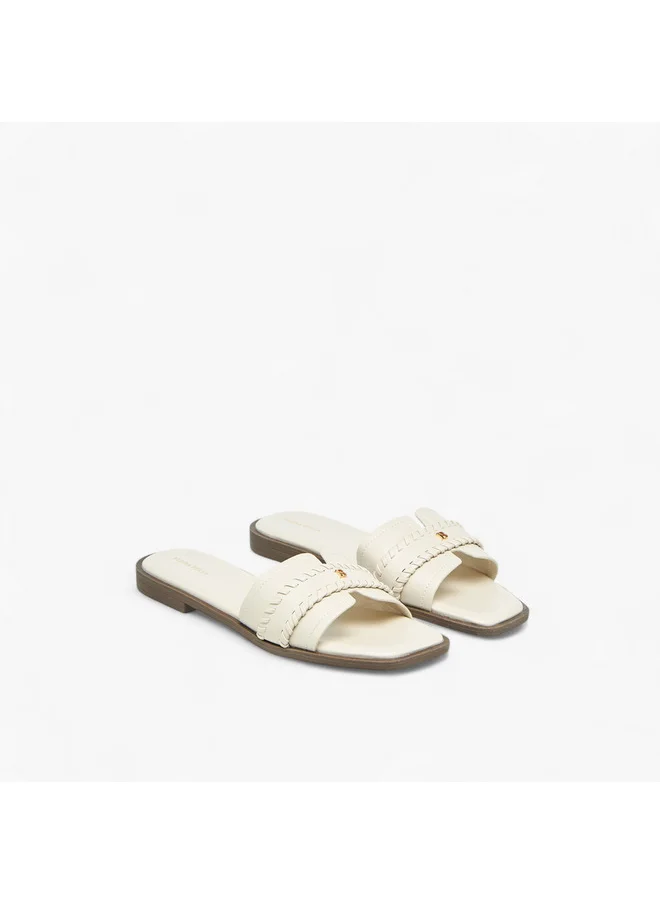 Flora Bella By Shoexpress Women Braid Detail Slip-On Flat Sandals
