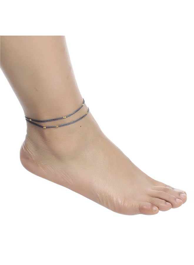 Alwan Silk Thread Anklet Double Rounded Or Bracelet Triple Rounded For Women Ee3239Dgry - Image 4