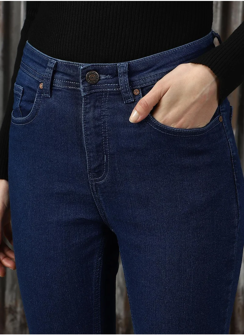 هاي ستار Women's Blue Cotton Blend Solid Jeans