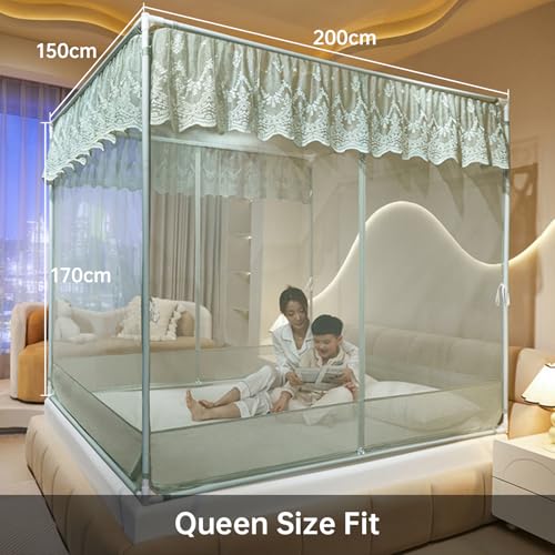 Dawnwake Mosquito Net, Anti-Fall Mosquito Neting Bed for Babies/Adult/Outdoor,Portable Foldable Travel/Camping Mosquito Net Tent, Suit for King Size Bed (Green, 200 * 180cm) - Image 2