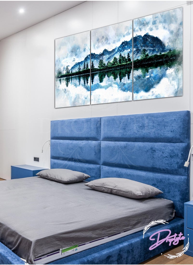Droplyte 3 Piece Snow Mountains Landscape 3D Painting Decorative Wall Art Wall Decor Card Board MDF Home Decor for Living Room, Drawing Room, Office Room and Bedroom 120CM x 60CM  - Image 1