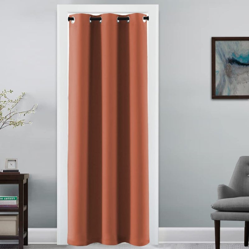 H.VERSAILTEX Doorway Curtain Blackout Closet Door Curtain Room Divider Window Treatment Curtain for Bedroom Thermal Insulated Privacy Drape Soundproof Grommet  42 x 80 inches  1 Panel  Orange - Image 1