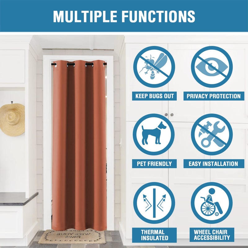 H.VERSAILTEX Doorway Curtain Blackout Closet Door Curtain Room Divider Window Treatment Curtain for Bedroom Thermal Insulated Privacy Drape Soundproof Grommet  42 x 80 inches  1 Panel  Orange - Image 4