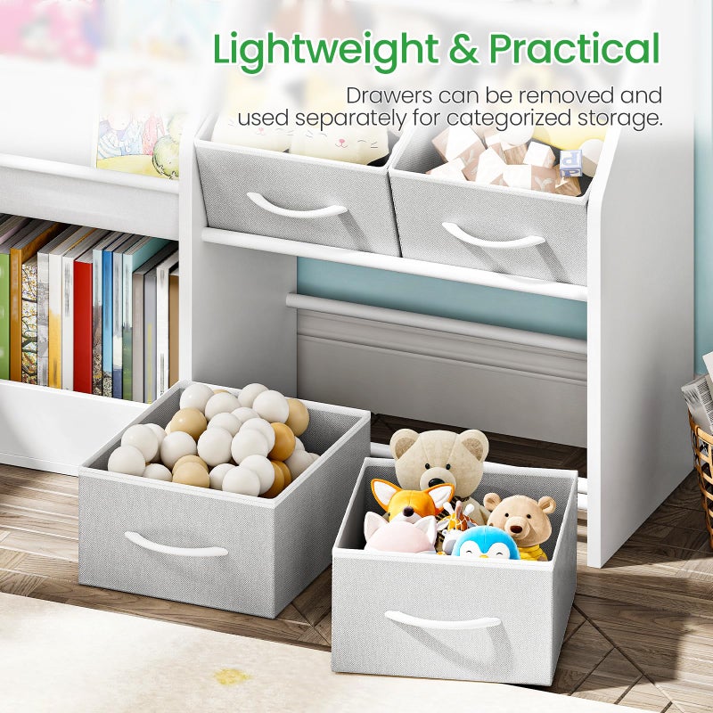 CHOEZON Kids Bookshelf with 3-Tier Oxford Fabric Slings and 4 Fabric Drawers, Toy Storage Organizer, Children's Bookcase, Toddler Bookshelf, for Kids' Room, Nursery, Bedroom, Playroom, White MCW19WB - Image 4