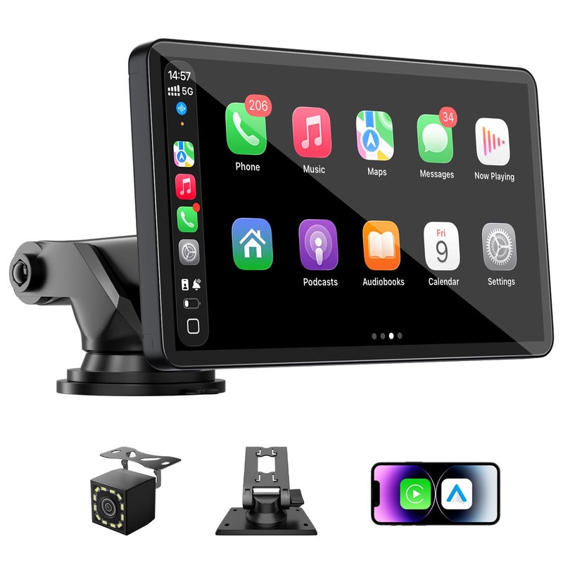 25HOURS Carplay Screen for Car, Upgrade 7" HD Wireless Apple Carplay & Android Auto Touchscreen- Car Play Screen Stereo with Backup Camera, Mirror Link/Voice Control/Music Play/GPS Navigation -for All Vehicle - Image 1