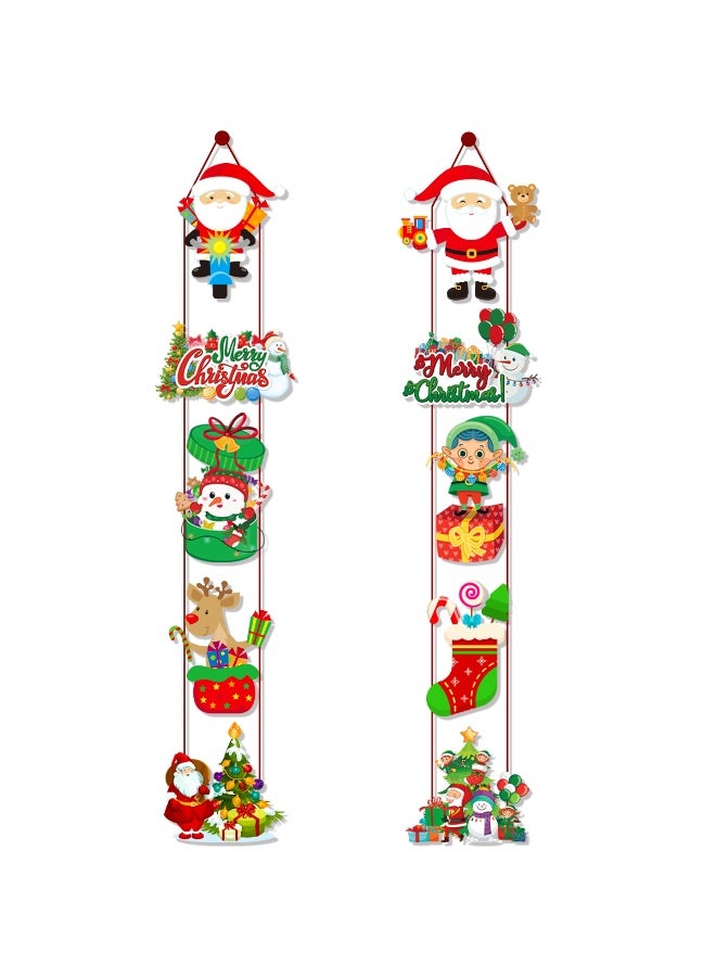 hristmas Porch Sign Banner, Door Hanging Merry Chirstmas Banners, Front Door Welcome Banner for Christmas Party Decorations - Image 1