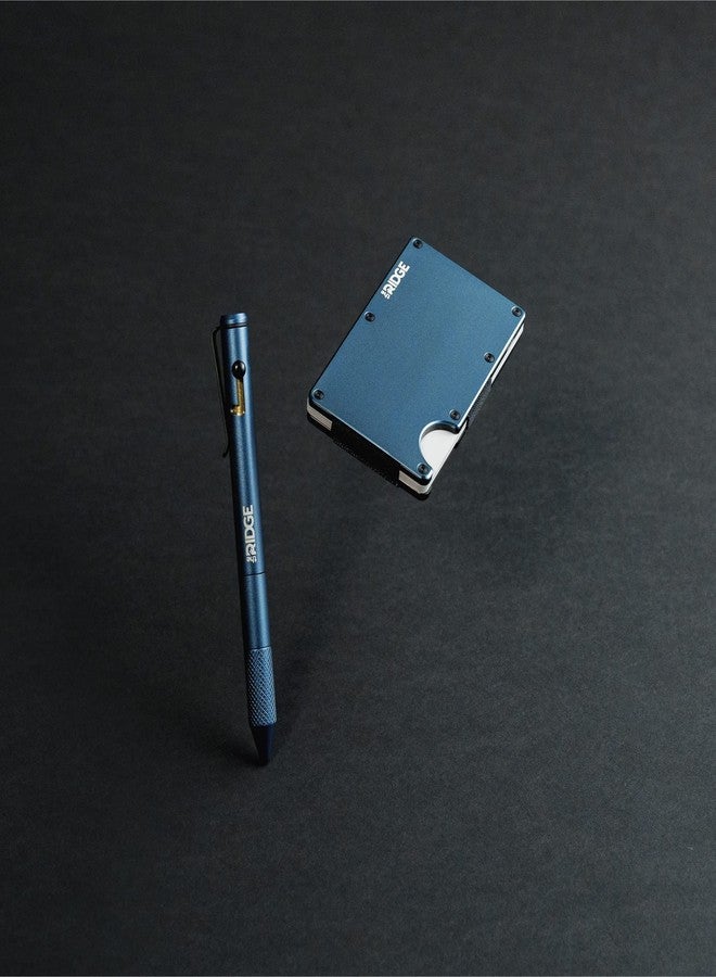 The Ridge Bolt Action Ballpoint Pen | Metal Retractable Compact Writing Instrument | Textured Grip & Internal Pressurized Refill | Aluminum Navy - Image 5