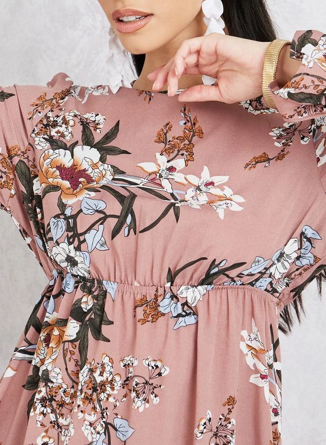 Styli Floral Print Midi Dress