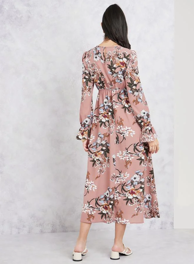 Styli Floral Print Midi Dress