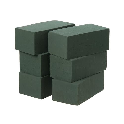Crafare 6x3x2.5 Inch Wet Floral Foam Blocks Rectangle Small Size Foam Bricks for Fresh Artificial Flower Arrangements Wedding Centerpiece Party Home Decoration Pack of 6 Green - Image 1