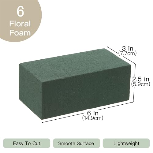 Crafare 6x3x2.5 Inch Wet Floral Foam Blocks Rectangle Small Size Foam Bricks for Fresh Artificial Flower Arrangements Wedding Centerpiece Party Home Decoration Pack of 6 Green - Image 4