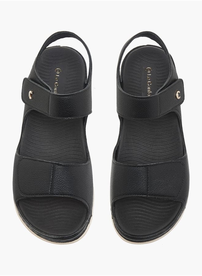 Le Confort Women's Textured Sandals with Hook and Loop Closure  - Image 2