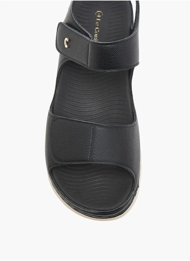 Le Confort Women's Textured Sandals with Hook and Loop Closure