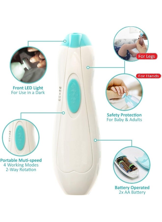 Jaybva (Light Green) - Baby Nail File Electric Nail Trimmer - Safe Baby Nail Clippers for Newborn Children Toddlers with LED Light - Image 4