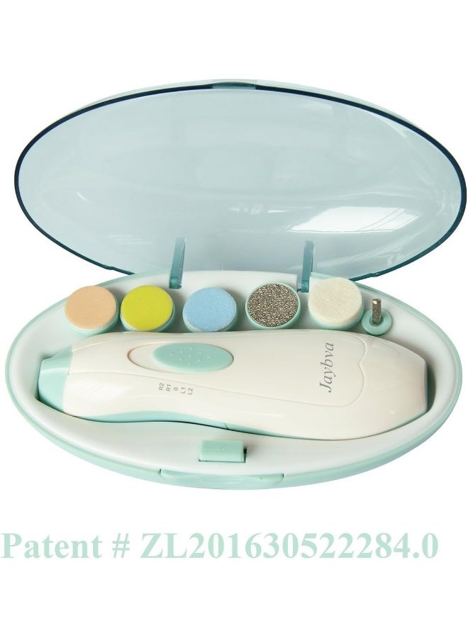 Jaybva (Light Green) - Baby Nail File Electric Nail Trimmer - Safe Baby Nail Clippers for Newborn Children Toddlers with LED Light - Image 2