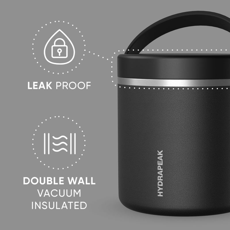 Hydrapeak 25oz Stainless Steel Vacuum Insulated Food Jar for Hot Food and Cold Food, Wide Mouth Leak-Proof Soup Jar for Adults, 10 Hours Hot and 16 Hours Cold (Black) - Image 2